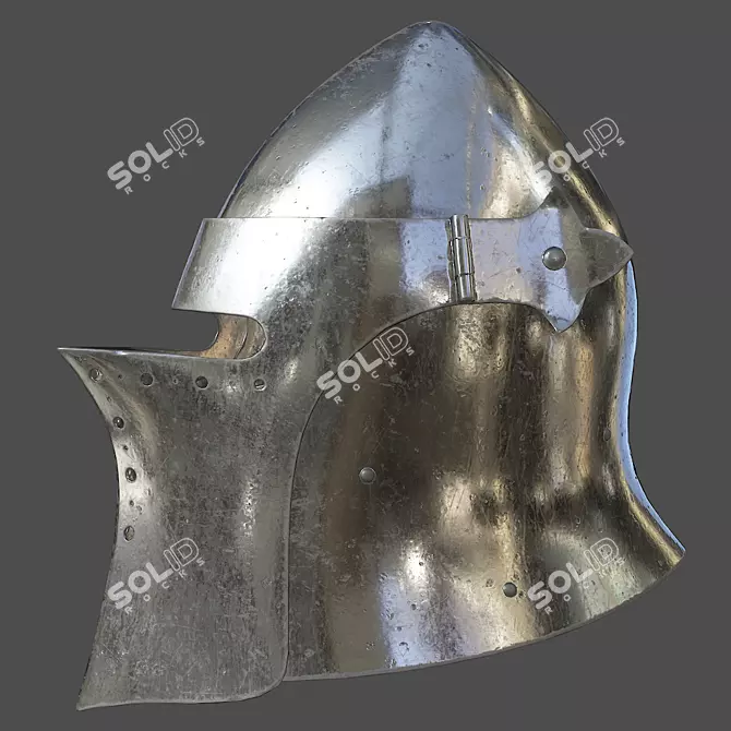 Visored Barbuta Helmet: VR/AR Low Poly, PBR Textures 3D model image 9