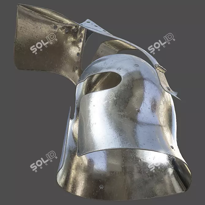 Visored Barbuta Helmet: VR/AR Low Poly, PBR Textures 3D model image 11