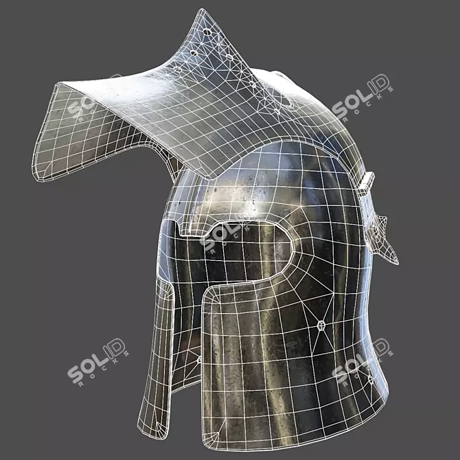 Visored Barbuta Helmet: VR/AR Low Poly, PBR Textures 3D model image 13