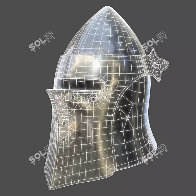 Visored Barbuta Helmet: VR/AR Low Poly, PBR Textures 3D model image 14