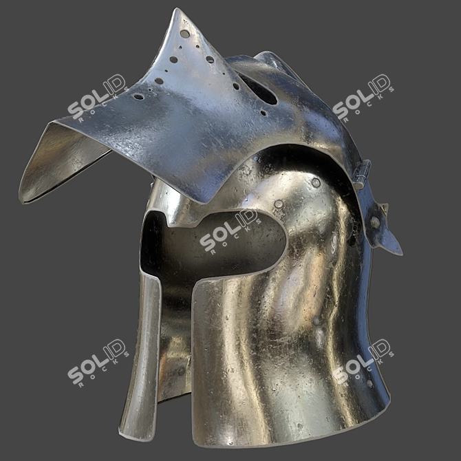 Visored Barbuta Helmet: VR/AR Low Poly, PBR Textures 3D model image 16