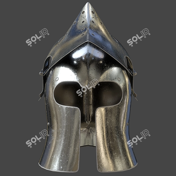 Visored Barbuta Helmet: VR/AR Low Poly, PBR Textures 3D model image 18