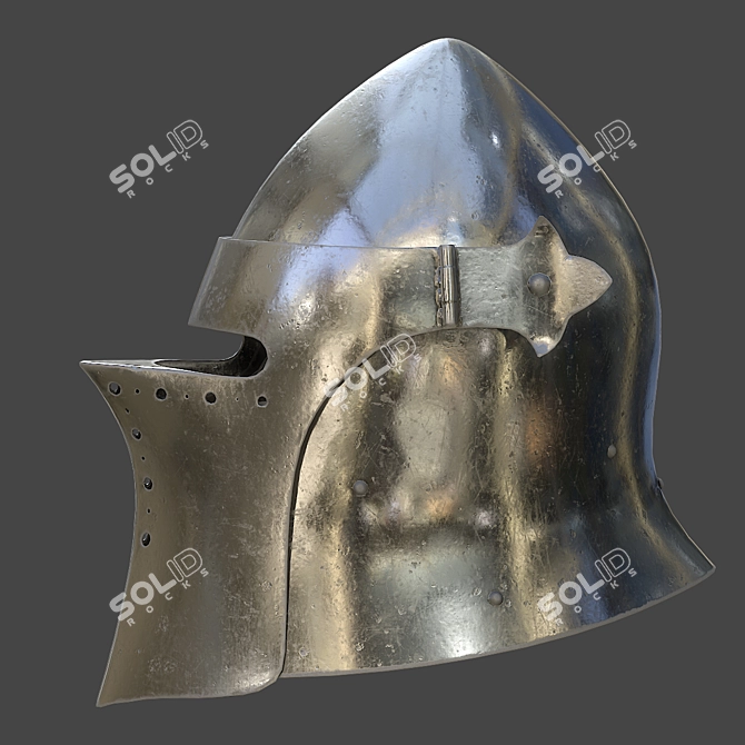 Visored Barbuta Helmet: VR/AR Low Poly, PBR Textures 3D model image 19