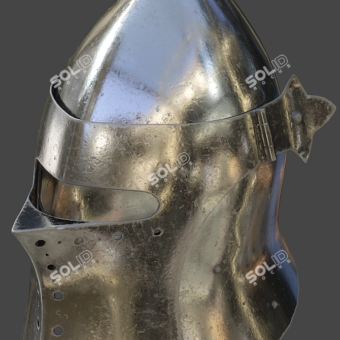 Visored Barbuta Helmet: VR/AR Low Poly, PBR Textures 3D model image 20