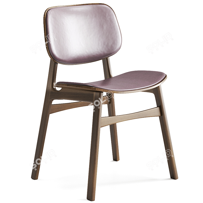 Soborg Wood Leather Chair 3D model image 1