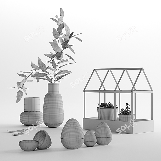 IKEA Decor Set: Greenhouse, Ornaments, Vases 3D model image 3