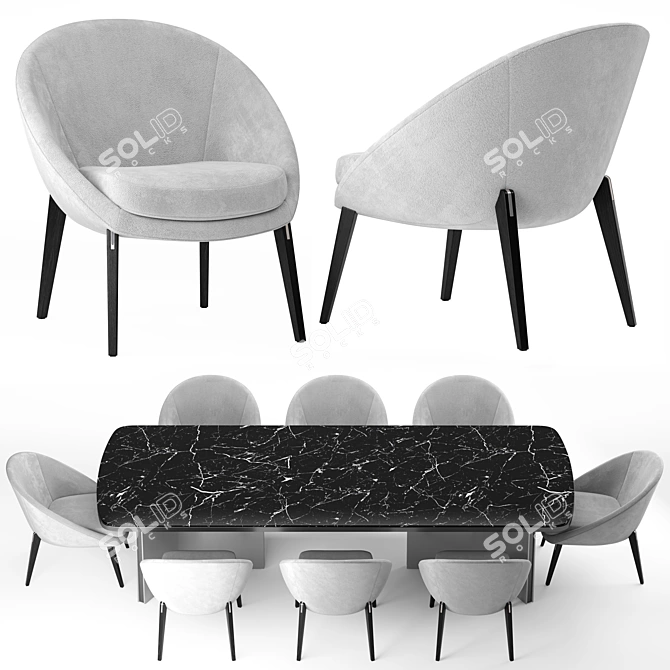 Modern Minotti Lido Chair & Table: Marvin 2021 Collection 3D model image 1