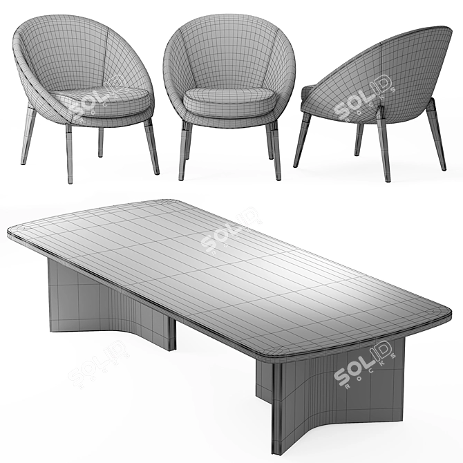 Modern Minotti Lido Chair & Table: Marvin 2021 Collection 3D model image 6