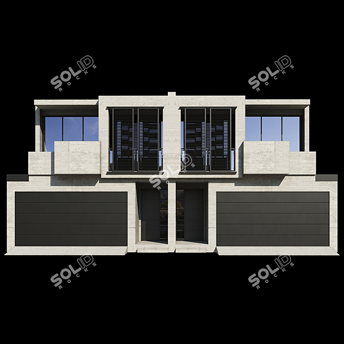 Sleek Modern Home Design 3D model image 4