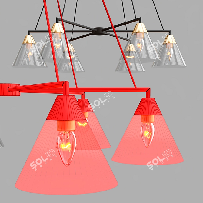 Elegant Flared Glass Chandelier 3D model image 2