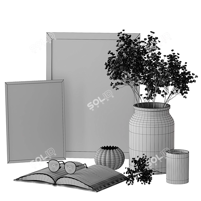 Ethereal Book & Gypsophila Set 3D model image 2