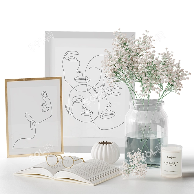 Ethereal Book & Gypsophila Set 3D model image 3