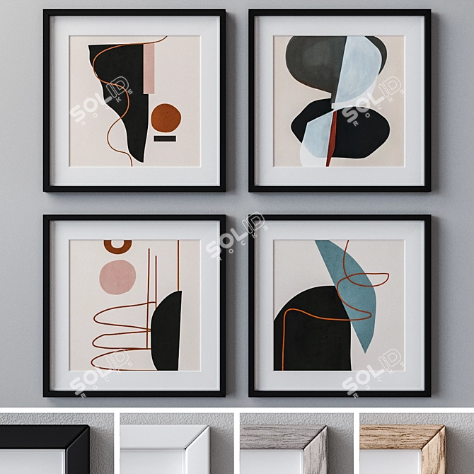 Elegant Set of Wall Paintings 3D model image 1