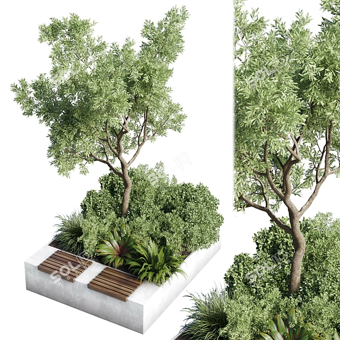 Urban Green Benches Collection 3D model image 2