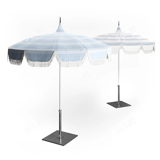 Stripe Fringe Umbrella by Serena & Lily 3D model image 8
