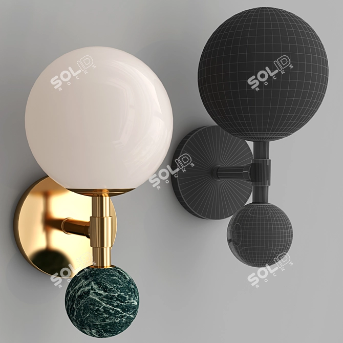Elegant Marble Ball Sconce 3D model image 2