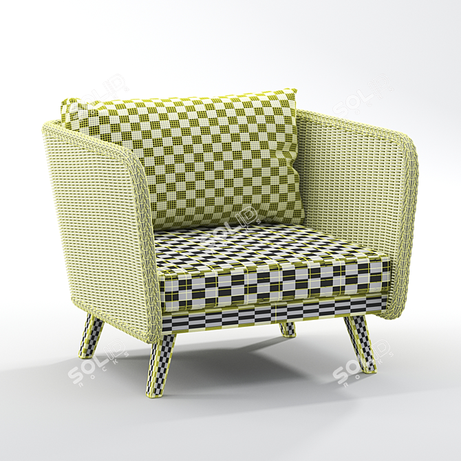 Natural Gray Grace Bay Armchair 3D model image 3