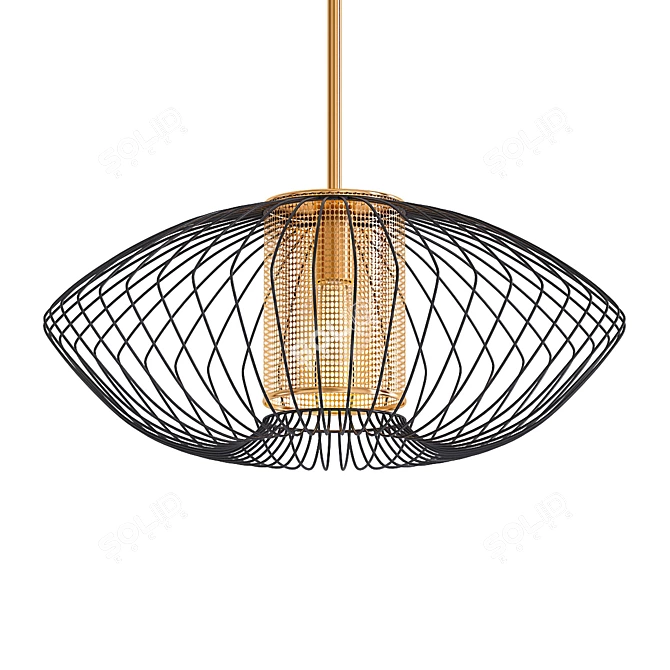 Modern Gold Pendant Light 3D model image 1