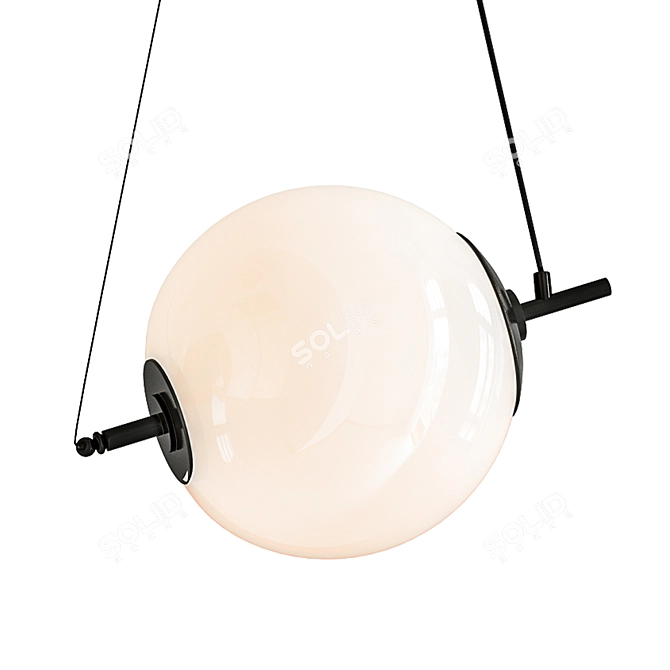 Sleek Anodized Black Globe Pendant 3D model image 1