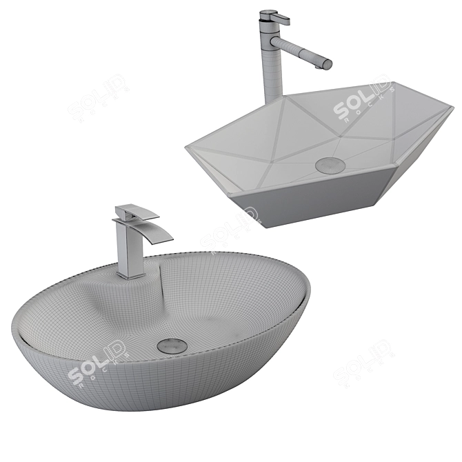 Minimalist Washbasin Set 3D model image 2