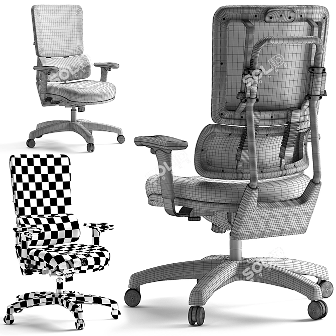 Elegant Office Star Armchair 3D model image 5