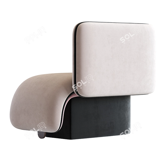 Elefante Upholstered Armchair: Elegant Velvet Seating 3D model image 4
