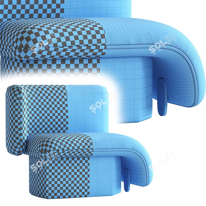 Elefante Upholstered Armchair: Elegant Velvet Seating 3D model image 6