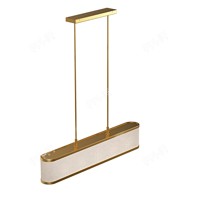 Sleek Brass and Linen Pendant 3D model image 3