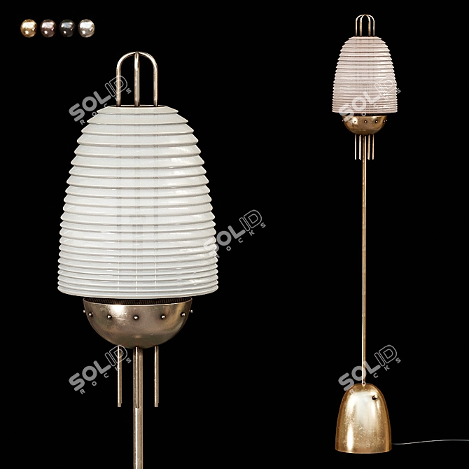 Signal X: Sleek Metal and Glass Floor Lamp 3D model image 1