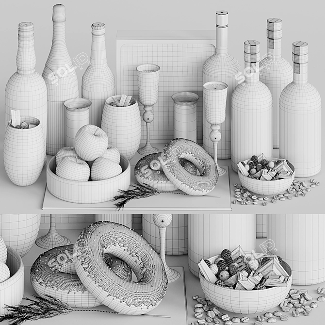 Delicious Food & Drinks Set 3D model image 4