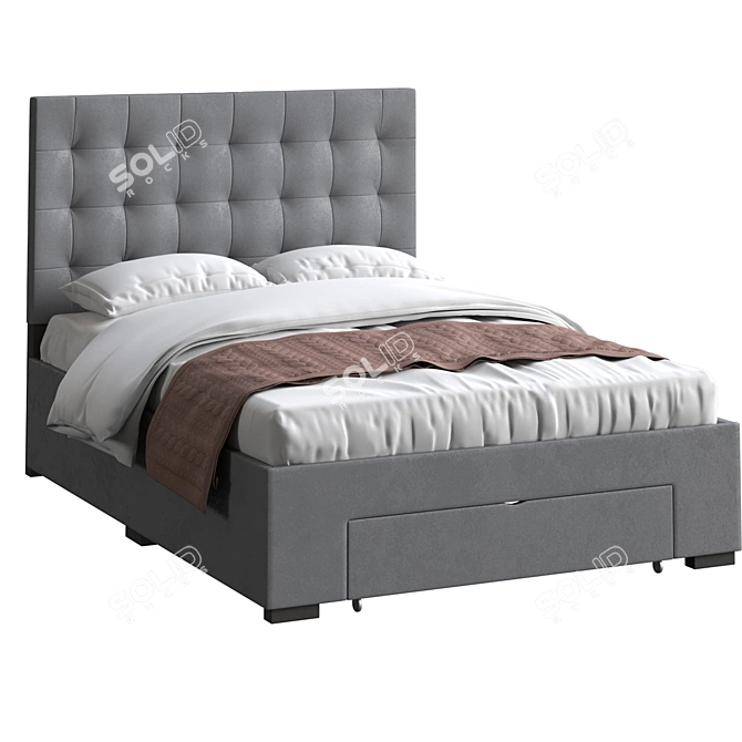 Elegant Isom Tufted Storage Bed 3D model image 1