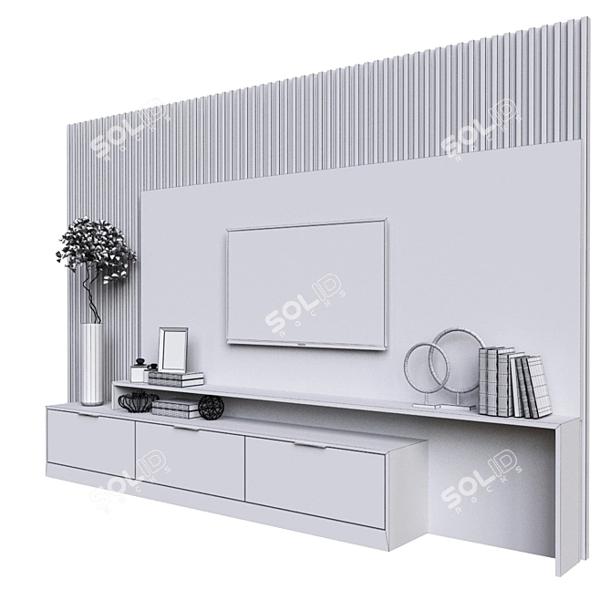 Sleek TV Wall Design 3D model image 5