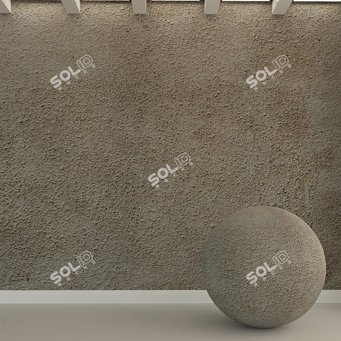 Title: Vintage Plastered Concrete Wall 3D model image 1