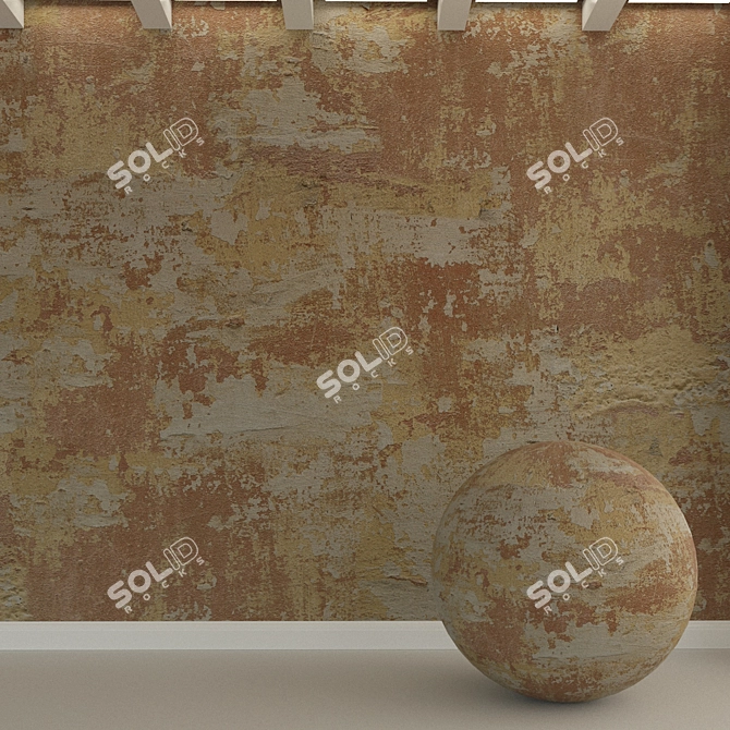 Decorative Old Plaster Wall 3D model image 1