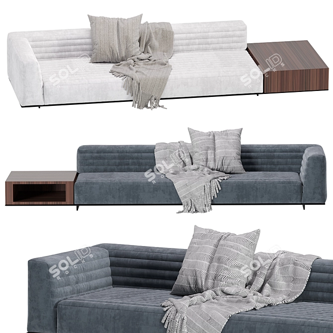 Modern Minotti Roger Sofa: Leather & Velvet 3D model image 3