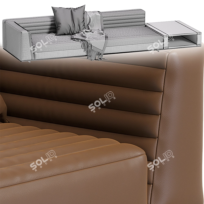 Modern Minotti Roger Sofa: Leather & Velvet 3D model image 7