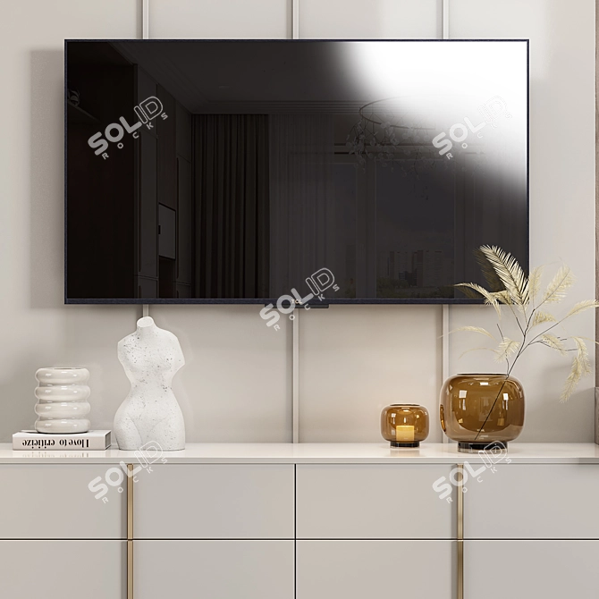 Unique Title: Modern Wall-Mounted TV Unit 3D model image 3