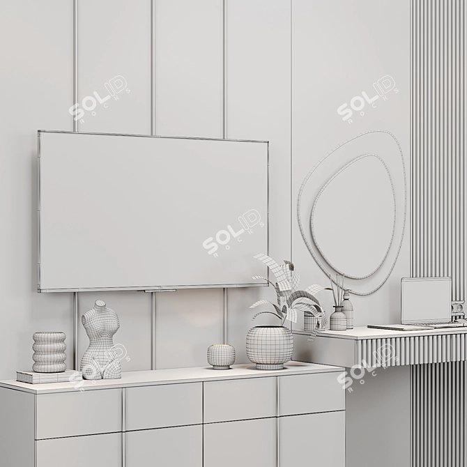 Unique Title: Modern Wall-Mounted TV Unit 3D model image 4