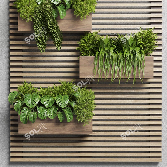 Wooden Wall Vase Stand Collection 3D model image 4