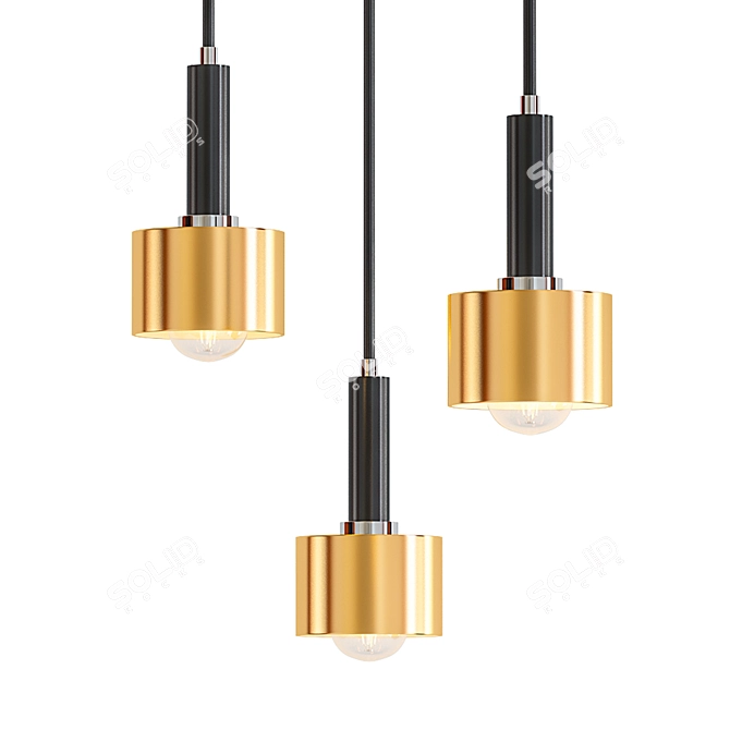 Nordic Copper Pendant Lamp 3D model image 1