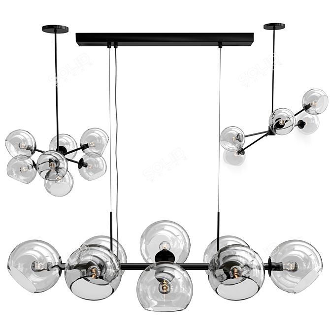 Elegant Staggered Glass Lighting 3D model image 1