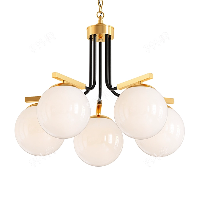 Golden White Bertilde Chandelier 3D model image 1