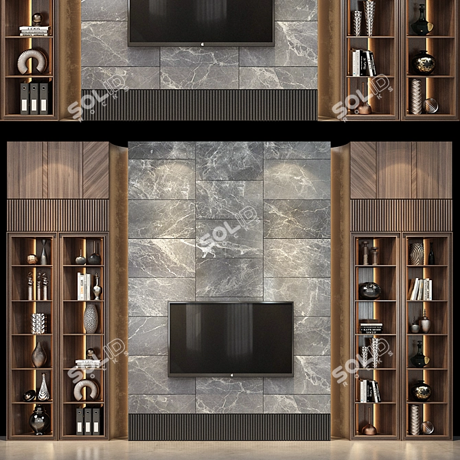 Sleek TV Stand Storage 3D model image 1