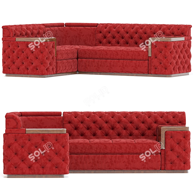 Stylish Red Corner Sofa 3D model image 2