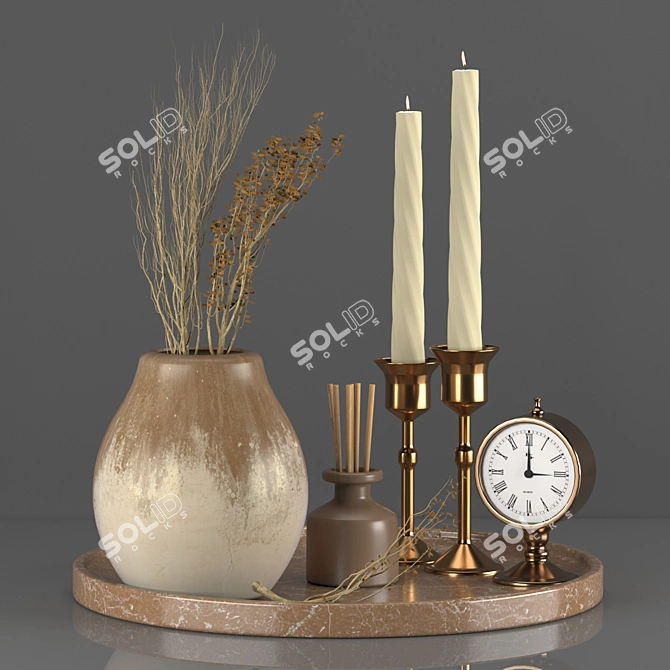 Elegant Floral Decoration Sculpture 3D model image 1