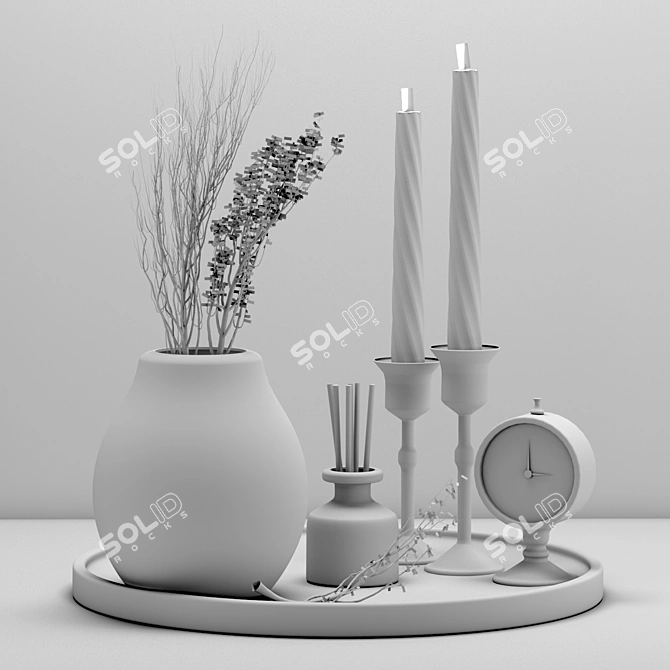 Elegant Floral Decoration Sculpture 3D model image 3