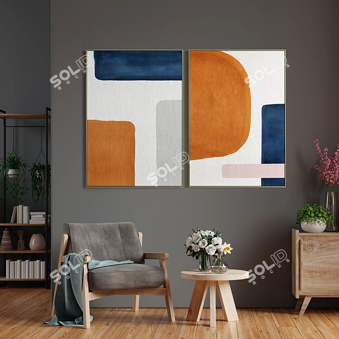 Elegant Frames Collection - Set of 2 Paintings in Various Materials and Sizes 3D model image 4