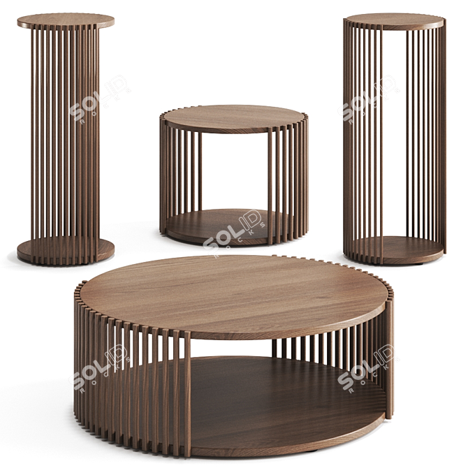 Elegant Palafitte Low Coffee Table 3D model image 1