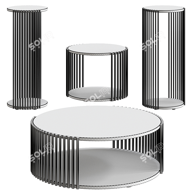 Elegant Palafitte Low Coffee Table 3D model image 2