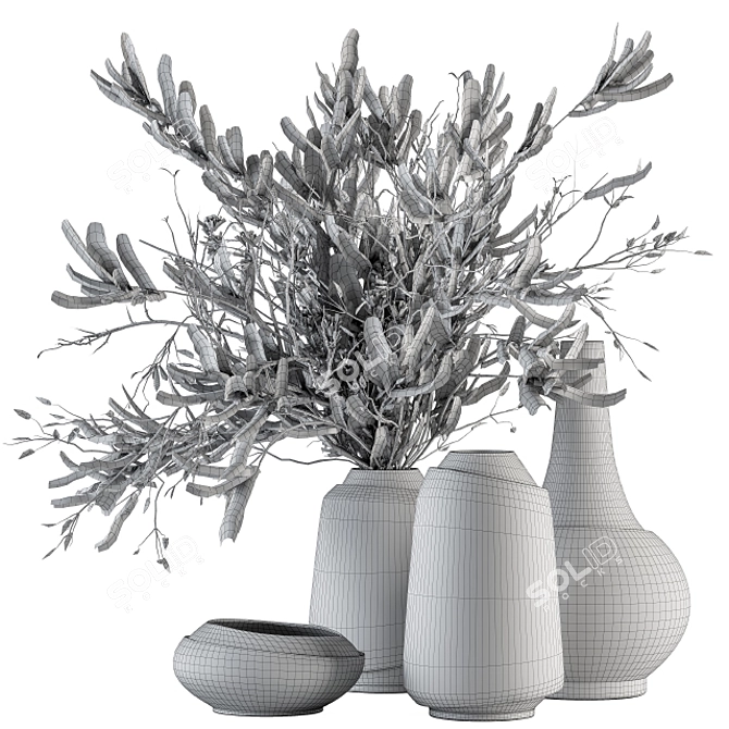 Elegant Vase and Lush Plant 3D model image 3